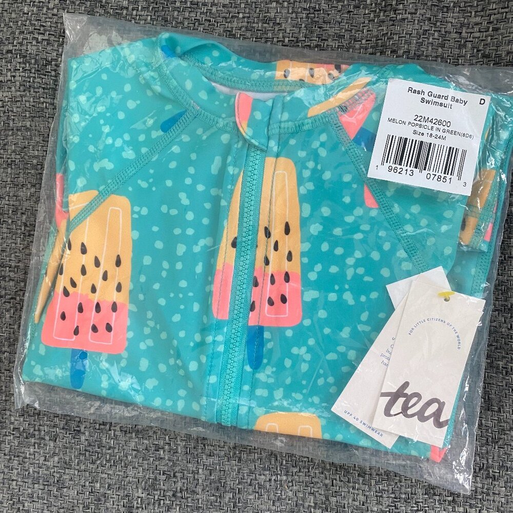 NWT Tea Collection UPF50 Popsicle Swimsuit Rash Guard / Sun Guard 18-24 months